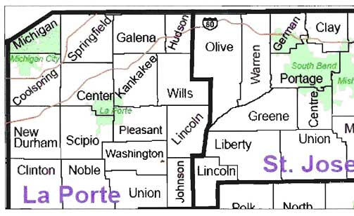 LaPorte and St. Joseph Counties Map